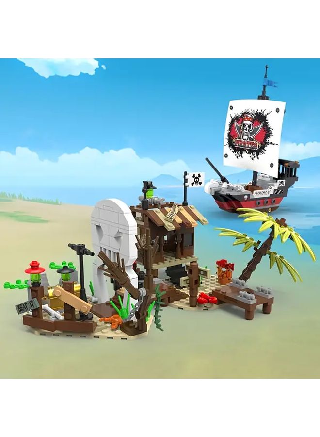 Adventure Building Blocks Set Model 88037 497Pcs Island Shipyard Scene with Shark - Image 2